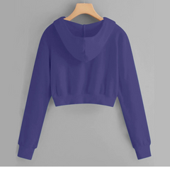 Fartey Hoodies for Women Plus Size Casual Zip Up Drawstring Cropped Hoodie Long Sleeve Short Sweatshirt Hooded Crop Jacket Tops with Pockets